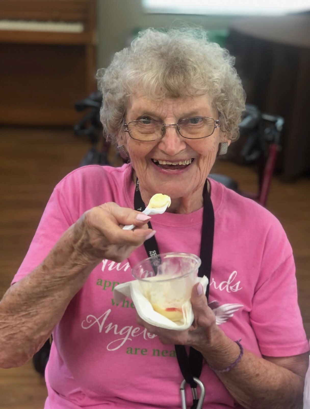 Dessert Social Golden Cross senior resident enjoying dessert at a community gathering